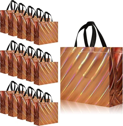 Geschenkzakken - Cadeautassen Herbruikbaar - Feestelijke Verpakking - Niet-geweven Materiaal - 33 x 12 x 28 cm - Roségoud