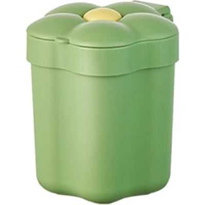 Poubelle de bureau avec couvercle en forme de fleur, petite poubelle à grande ouverture, corbeille à papier de rangement verte vert