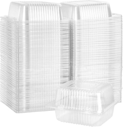 200 Stuks Vierkante Plastic Taartdozen 13,5 x 12 x 7 cm - Ideaal voor Taarten, Koekjes en Desserts