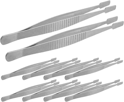 Precisie Pincetten - Verzamel Gereedschap - Hobby Projecten - Ergonomische Grip - 10 Stuks - Zilver