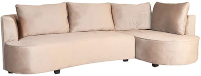 Hoekbank rond Lando 270cm bank met ronding taupe velvet bankstel rechts loungebank hoeksalon zetel