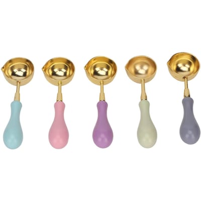 5 STUKS Wax Lepel Hout Koper Modern Elegant Duurzaam Draagbaar Smelten Knutselen Wax Lepel voor Verpakking beige