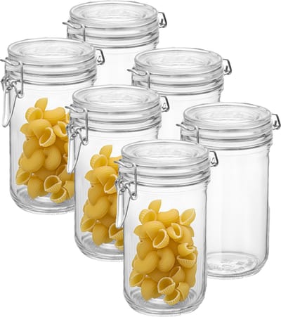 Bormioli Rocco Voorraad/weck pot - 6x - glas - transparant - 17 x 9 cm - 750 ml