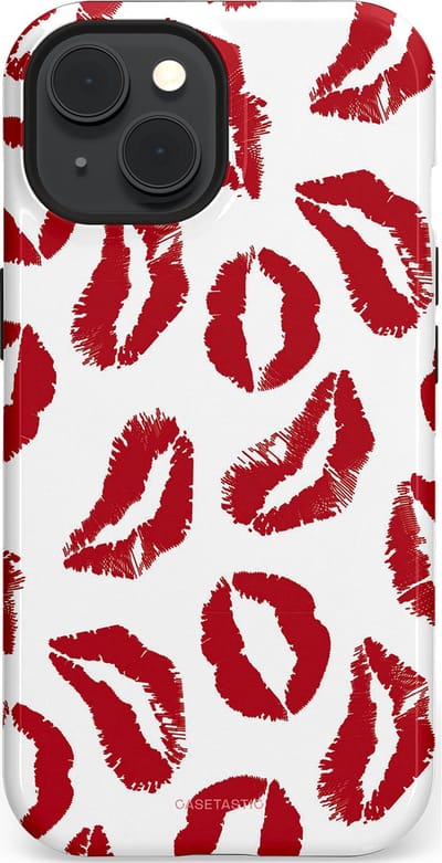 Casetastic Hoesje Geschikt voor Apple iPhone 15 Magsafe - Stijlvolle Beschermende Duo-layer Case - Liefdeskusjes Rood Zoenen