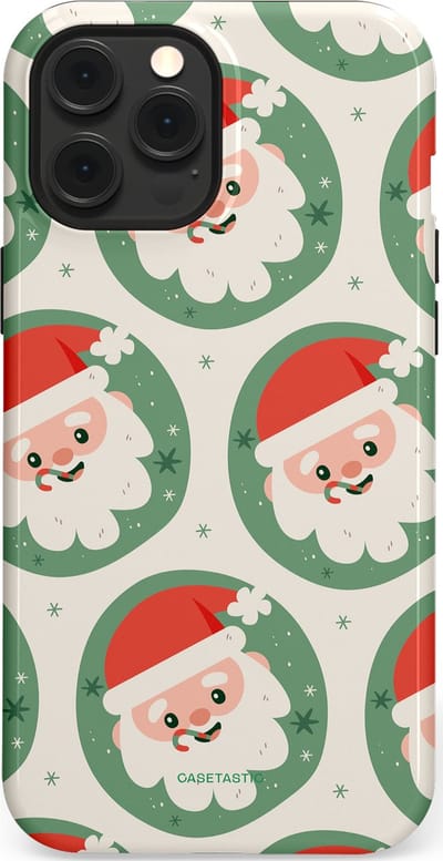 Casetastic hoesje geschikt voor Apple iPhone 12 Pro Max - MagSafe - Dubbellaagse bescherming - Zuurstok Groen Witte Kerstman - Fashion Case - Wit Saliegroen Crème Terracotta