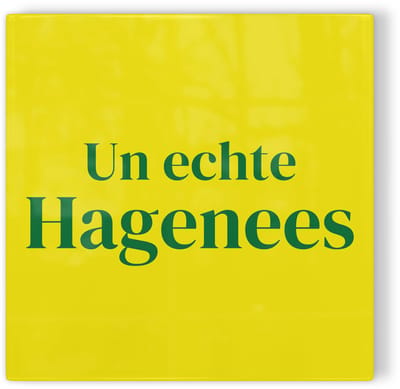 Tegeltje Den Haag Un echte Hagenees - geel groen - tegeltje stad - tegeltje met tekst