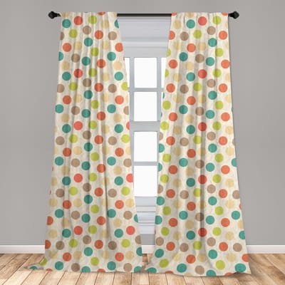 ABAKUHAUS – Retro gordijnen – 2x75x175 cm – microvezel, multicolor, roedezak