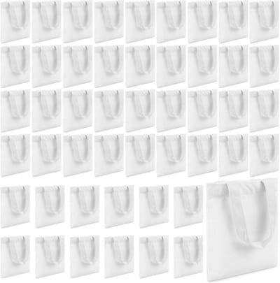 Mini Draagtassen - Canvas Tassen - Feestelijke Decoratie - Stevig Canvas Materiaal - 72 Stuks - Wit