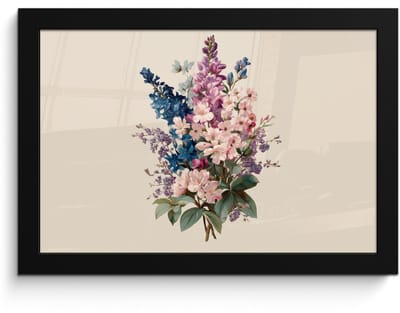 Poster in lijst - Fotolijst 30x20 cm - Posters - Boeket - Beige - Harmonieus - Subtiel - Posterlijst zwart - Decoratie - Wanddecoratie woonkamer - Muurdecoratie slaapkamer