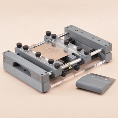 Printstation Zeefdruk - Soldeerpasta Applicator - Precisie Printen - Hoge Herhaalbaarheid - 25x25 cm Gaas - Zilver