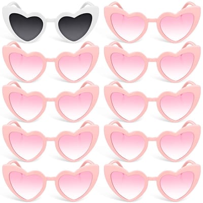 Dailygoods- Hartvorm Brillen - 10 Stuks - Retro/Zonnebril - Feestbrillen - Vrijgezellenfeest - Bruidsmeisje - Stijlvol Hartdesign - Feestbril