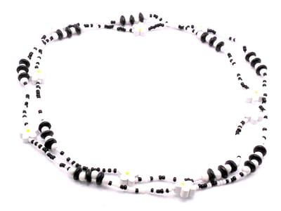 Kinderketting met bloemetjes zwart-wit dubbel