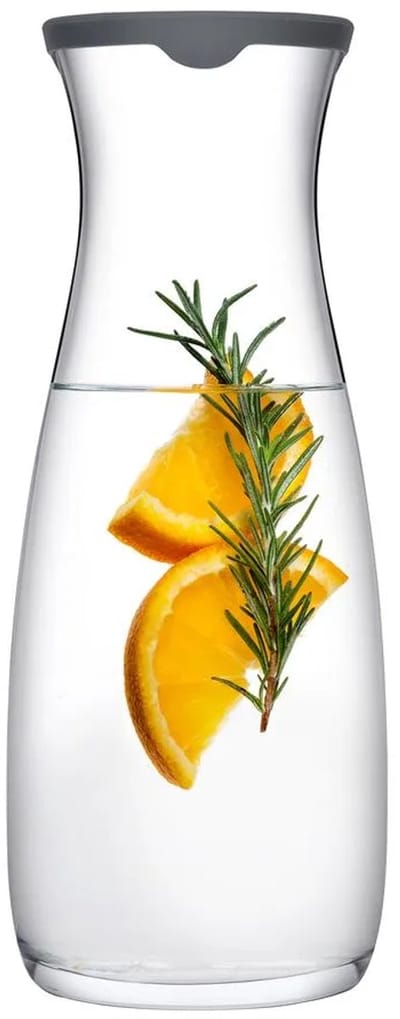Pasabahce Amphora - Karaf met Grijze Deksel – 1 Liter – Glazen Waterkaraf – 1000 ml – Transparant Glas