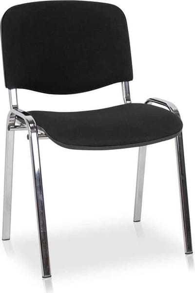 Vergaderstoel of conferentiestoel basic chroom frame zonder armleuningen Zwart stof