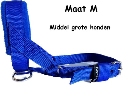 Hoofdhalster hond - Anti trek - Gevoerd - Maat M - Blauw - Antitrek hoofdhalster hond - Hoofdhalster hond - Antitrek hond - Trainingshalsband