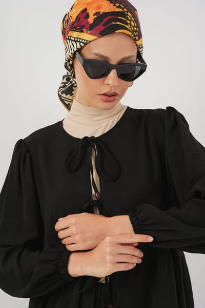 Ronde Hals Lange Tuniek en Wijde Pantalon Set