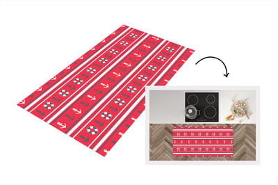 Keukenloper - Loper keuken - Anker - Reddingsboei - Marine - Matroos - Patronen - 120x60 cm - Keukenloper vinyl