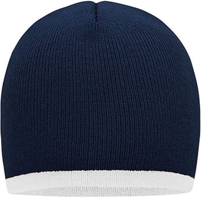 Myrtle Beach 'Contrasting Border Beanie' Donkerblauw/Wit