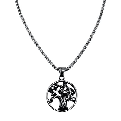 60cm x 3mm Jasseron ketting + Levensboom Hanger Dames - Zilverkleurig RVS - Ketting met Levensboomhanger - Tree of Life Ketting