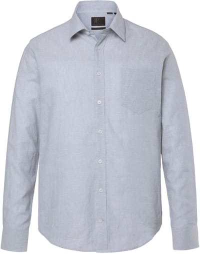 JP 1880 - Heren - Overhemd van linnenmix lange mouwen kentkraag Modern Fit - Lichtblauw - Maat 3XL