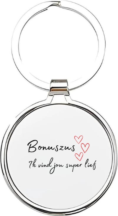 Akyol - bonuszus ik vind jou super lief Sleutelhanger - Bonuszus - de leukste bonuszus - bonuszus sleutelhanger - zussen sleutelhanger - sleutelhanger bonuszus - familie sleutelhanger - verjaardagscadeautje - zus cadeau - sister - zusje - 4 x 7,5 CM