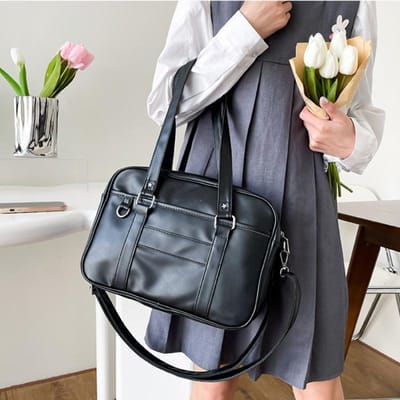 Japanse Stijl JK Tas Vrouwen Middelbare School Student Uniform Tas PU Leer Schoudertas Vrouwen Eenvoudige Handtassen Crossbody Tassen zwart