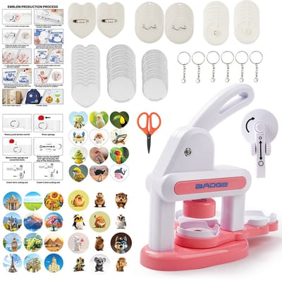Creatorally Eenvoudige Button Maker Machine - Geschikt voor Kinderen - 35mm - 55mm - Hartvormige - Installatievrij - pin maker - Badge Maker Machine - Roze - verjaardagscadeau