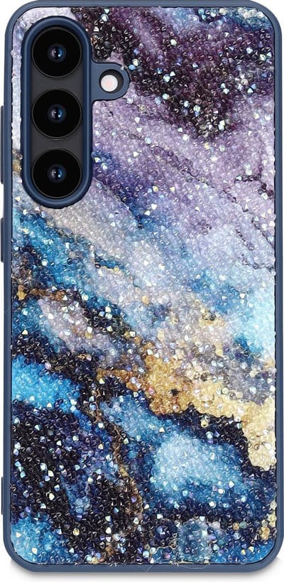 Casemania Hoesje Geschikt voor Samsung Galaxy A53 - Blauw - Diamant Marmer Glitter Back Cover
