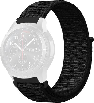 Nylon bandje - geschikt voor Samsung Galaxy Watch 7 / Watch FE / Watch 6 / Watch 6 Classic / Watch 5 / Watch 5 Pro / Watch 4 / Watch 4 Classic / Watch 3 41 mm / Active / Active 2 / Watch 42 mm - zwart