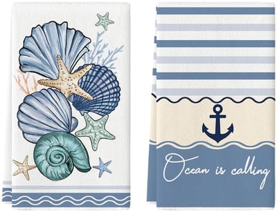 Dailygoody - Keukendoeken - Ocean is Calling - Set van 2 - Zomer decoratie - Theedoeken - Perfect als cadeau - 42 x 65 cm