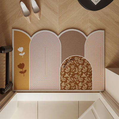 Entreevloermat Draadring Schoenenruimte Voetmat High-end Vuilafstotend Antislipmat Huishoudelijk Onregelmatige Vorm Entreevloermat 40 * 60Cm brown