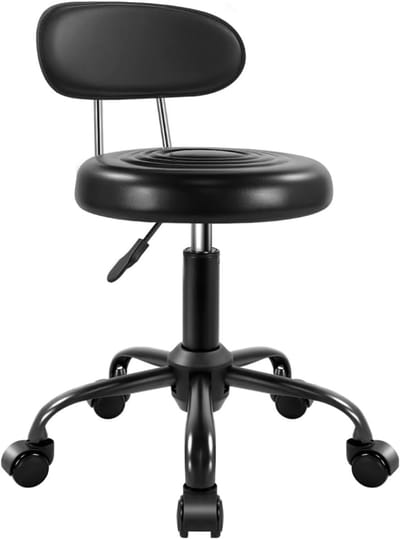 HEZIVO® Zadelkruk met Rugleuning - Zadelstoel - Kapperskruk - Op Wielen - Ergonomisch - Hoogte Verstelbaar