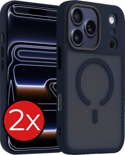 Hoesje - 2 Stuks - Geschikt voor iPhone 17 Pro / 18 Pro - Magsafe Compatible - Sterk & Shockproof - Shock Proof Case - Back Cover - Telefoon Hoes - Telefoonhoes - Donkerblauw