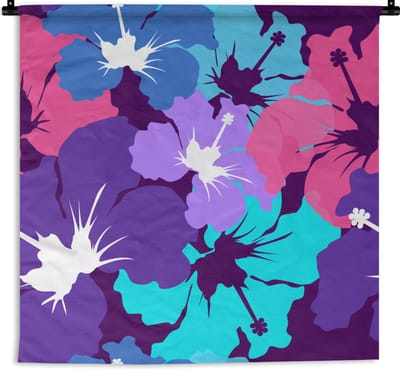 Wandkleed - Wanddoek - Tropisch - Bloemen - Hawaii - Patroon - 90x90 cm - Wandtapijt