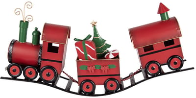 Clayre & Eef Kerstdecoratie Beeld Trein 63x13x31 cm Rood Metaal