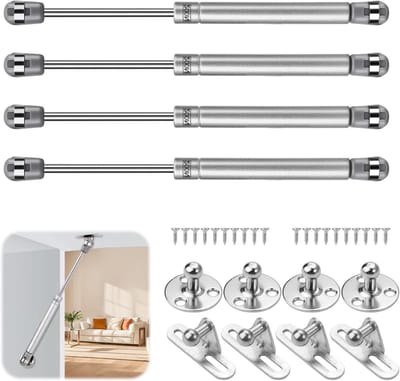Hydraulische Gasveren Set van 4 Stuks, 200 N/20 kg, Voor Keukenkast en Meubeltoepassingen, Verstelbare Drukdempers en Ventielbeugels