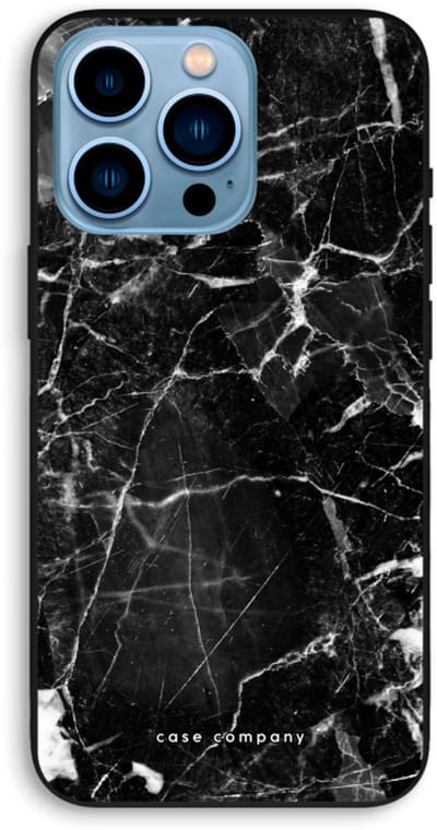 Case Company® - Hoesje geschikt voor iPhone 13 Pro Max hoesje - Zwart Marmer - Biologisch Afbreekbaar Telefoonhoesje - Bescherming alle Kanten en Schermrand