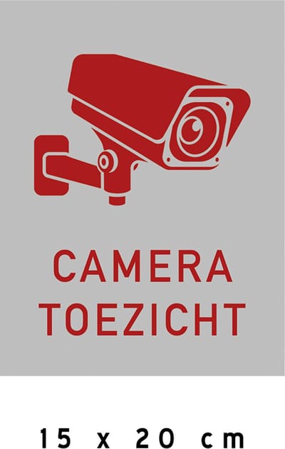 Pictogram/ bord | "Cameratoezicht" | 15 x 20 cm | CCTV | Grijs | Kunststof | Camera bewaking | Let op! | Bewaking | Waarschuwing | 1 stuk