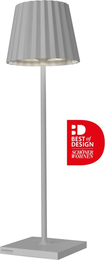 Sompex Troll 2.0 | LED tafellamp voor buiten en binnen | Werkt op accu | Aluminium | Dimbaar | Incl. Inductie | Grijs