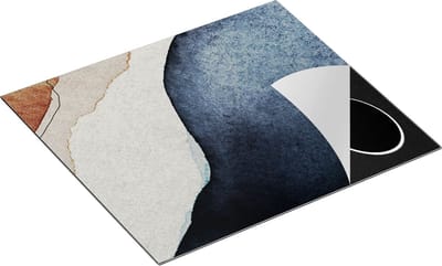 Chefcare Inductie Beschermer Abstracte Kunst - Bruin Beige Blauw - 60x50 cm - Afdekplaat Inductie - Kookplaat Beschermer - Inductie Mat