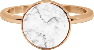 Quiges Stapelring Dames - Vulring - RVS Roségoudkleurig met Witte Natuursteen - Maat 20 - Hoogte 2mm