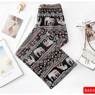 Vrouwen Wijde Broek Hoge Taille Olifant Print Broek Zomer Dunne Rechte Broek Casual Bottoms Vrouwelijke Kleding One Size bruin