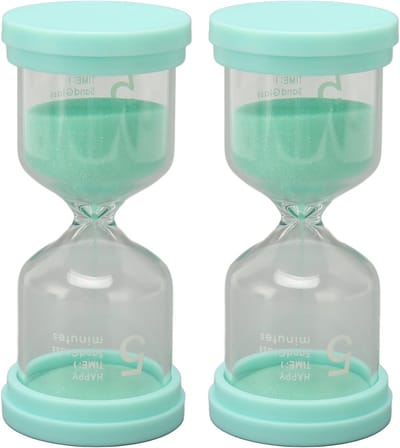 5 Minute Hourglass Timer - 2 Pieces Hourglass Timer - Portable Sand Clock Silent Timer voor School Taken en Koken