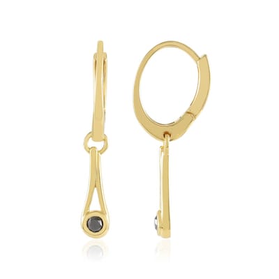 Cavill - Zilveren Oorbellen - 925 Sterling Zilver Verguld - Zwarte Diamanten 0 121 ct - Ronde Briljant 2 5 mm - oorringen Elegant Afrikaans Design