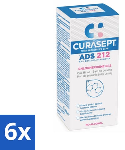 Curasept - Mondspoeling - 0,12% Chloorhexidine - Versterkt Tandvlees & Beschermt Tanden - 200 ml - Voordeelverpakking - 6 stuks