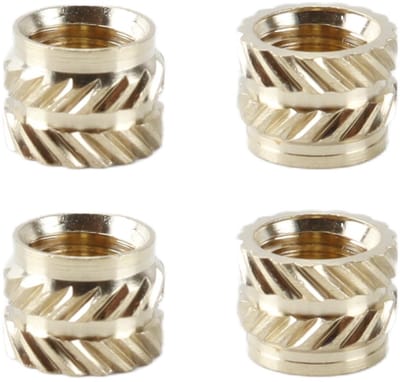 Dailygoods- Schroefdraadinzetstukken 50 Stuks - Gekartelde Moer - Messing - Buitendiameter 8mm - Hoogte 6mm - Corrosiebestendig - Schroefbus