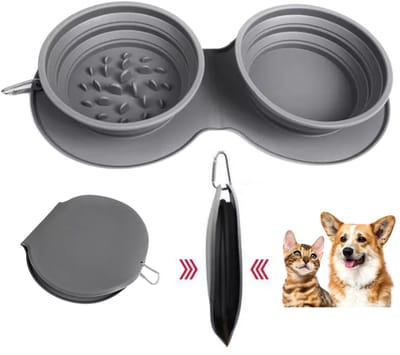 Janse® Opvouwbare voerbak - Anti slip honden voerbak - Katten voerbak - Anti schrokbak hond - Waterbak - Drinkbak - Voederbak kat - Opvouwbaar - Voedselbak - Slowfeeder