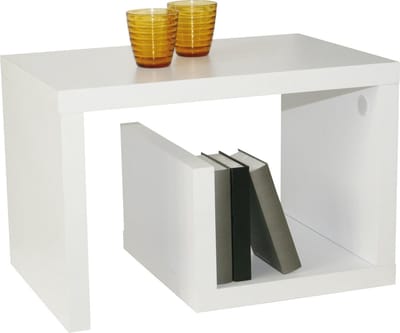 Moderne Houten Bijzettafel Wit Slakvormig Design - Slaapkamer of Woonkamer