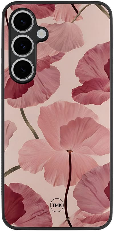Hoesje geschikt voor Samsung Galaxy S24 FE - Vintage blossom - Roze - TPU case - Bloemen - Hardcase zwart telefoonhoesje