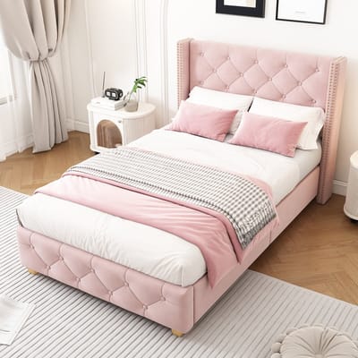 Sweiko Eenpersoonsbed - 90x200cm - Velvet - Roze